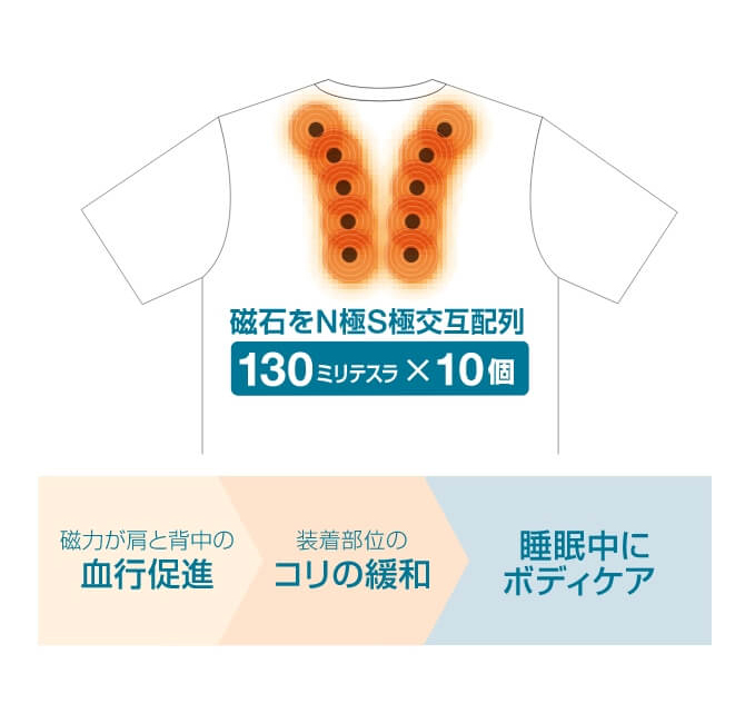 磁石をN極S極交互配列130ミリテスラ×10個